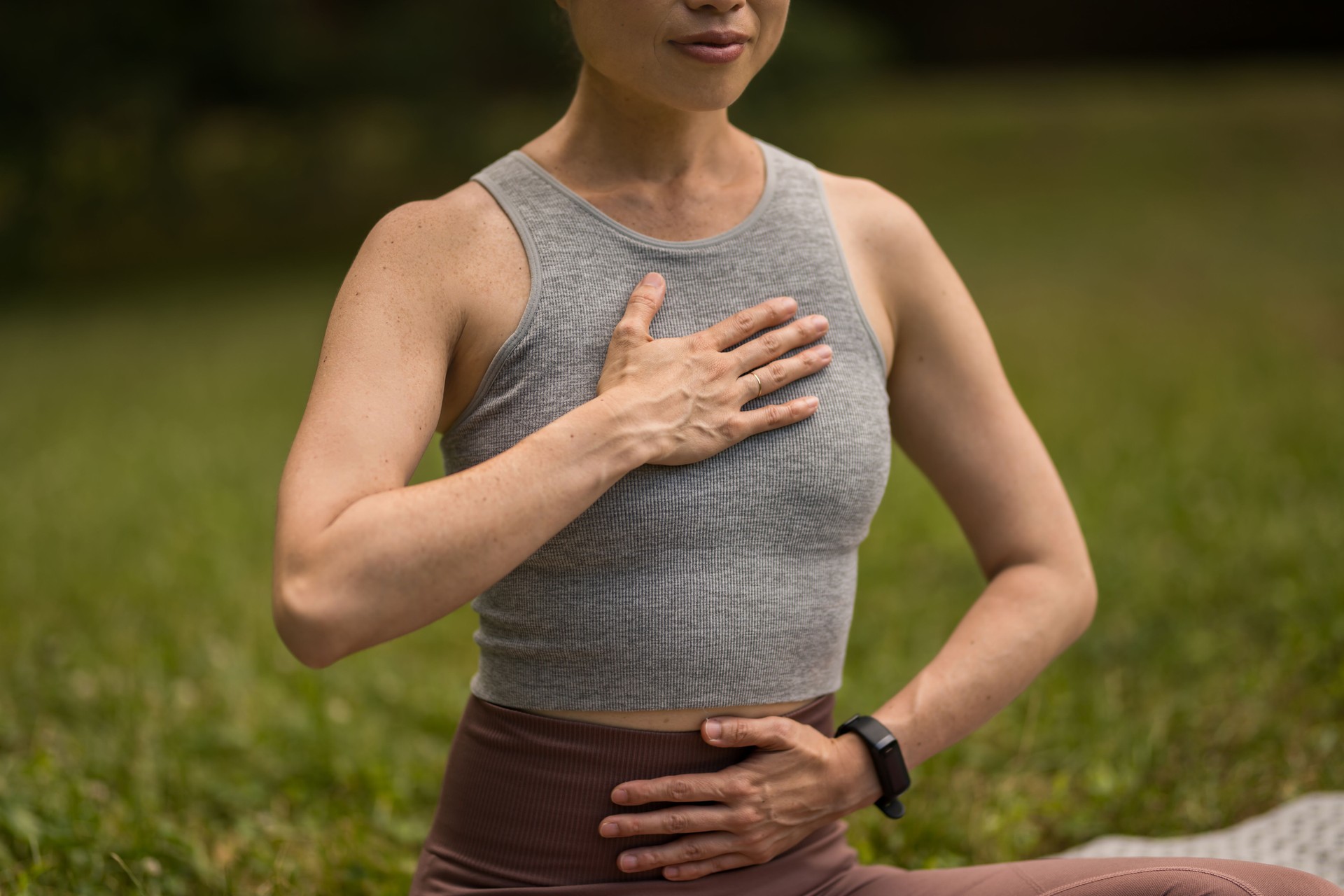 Woman doing yoga in nature.